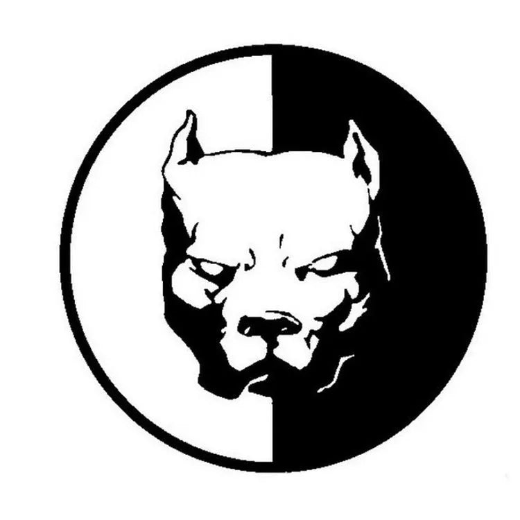 Bulldog pattern reflective car sticker measuring 12x12 cm in black, white or red colours