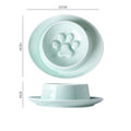 Green ceramic slow feeder pet bowl with neck protection collar and anti-knock base