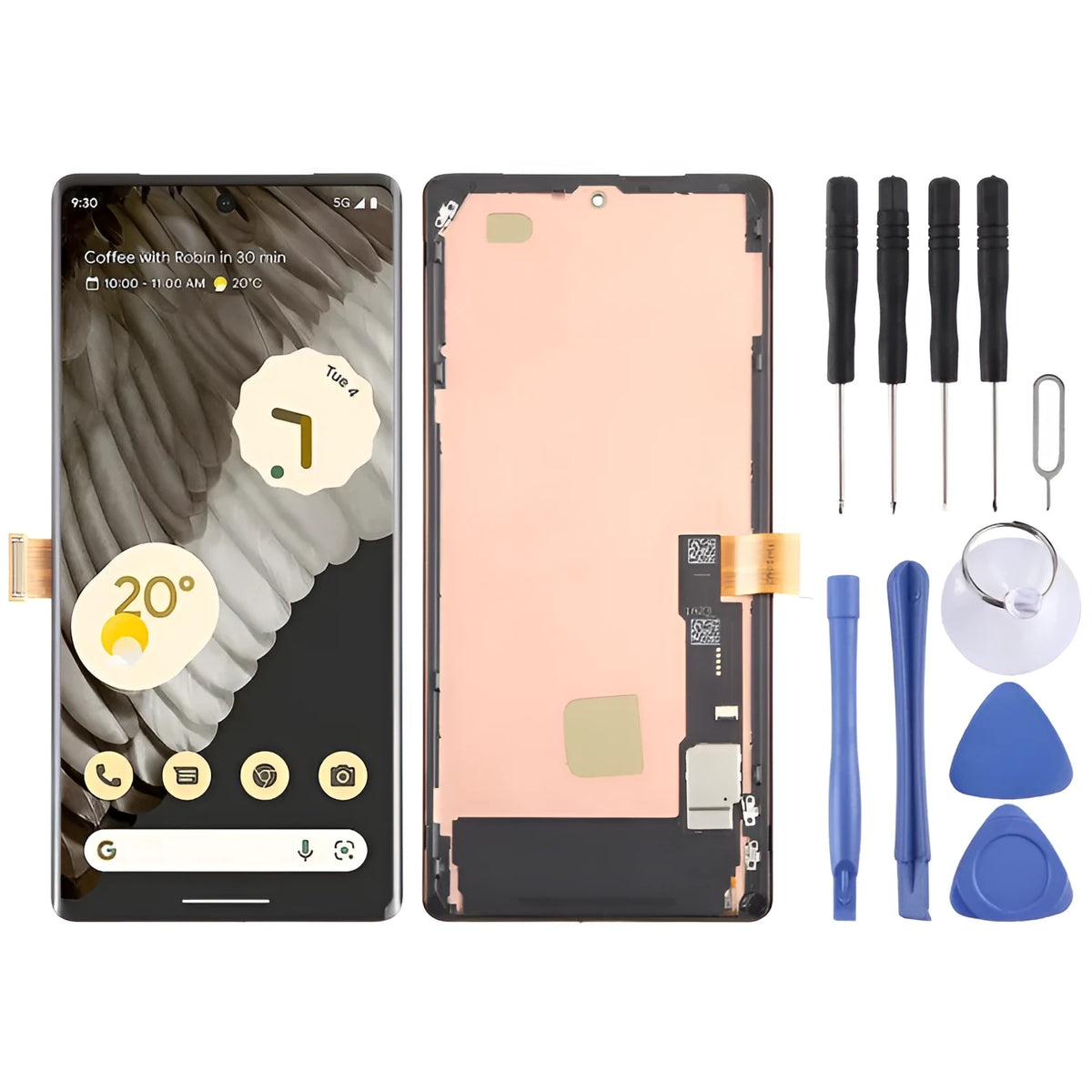 Google Pixel 7 Pro OLED LCD touch assembly with frame and toolkit for GP4BC GE2AE repair