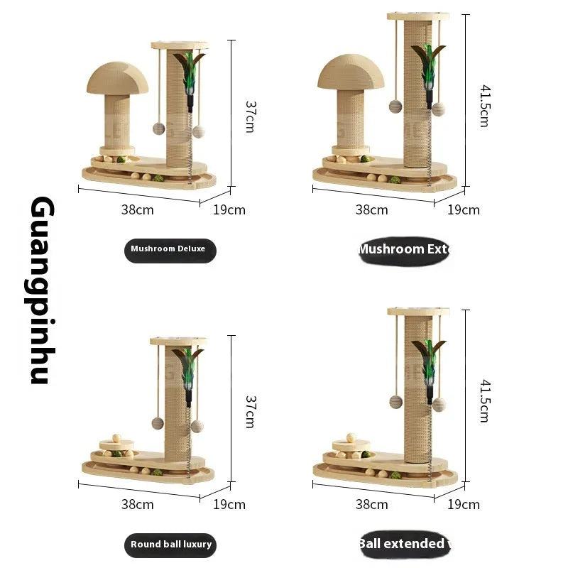 Solid wood cat scratching post with turntable in various colour and style options