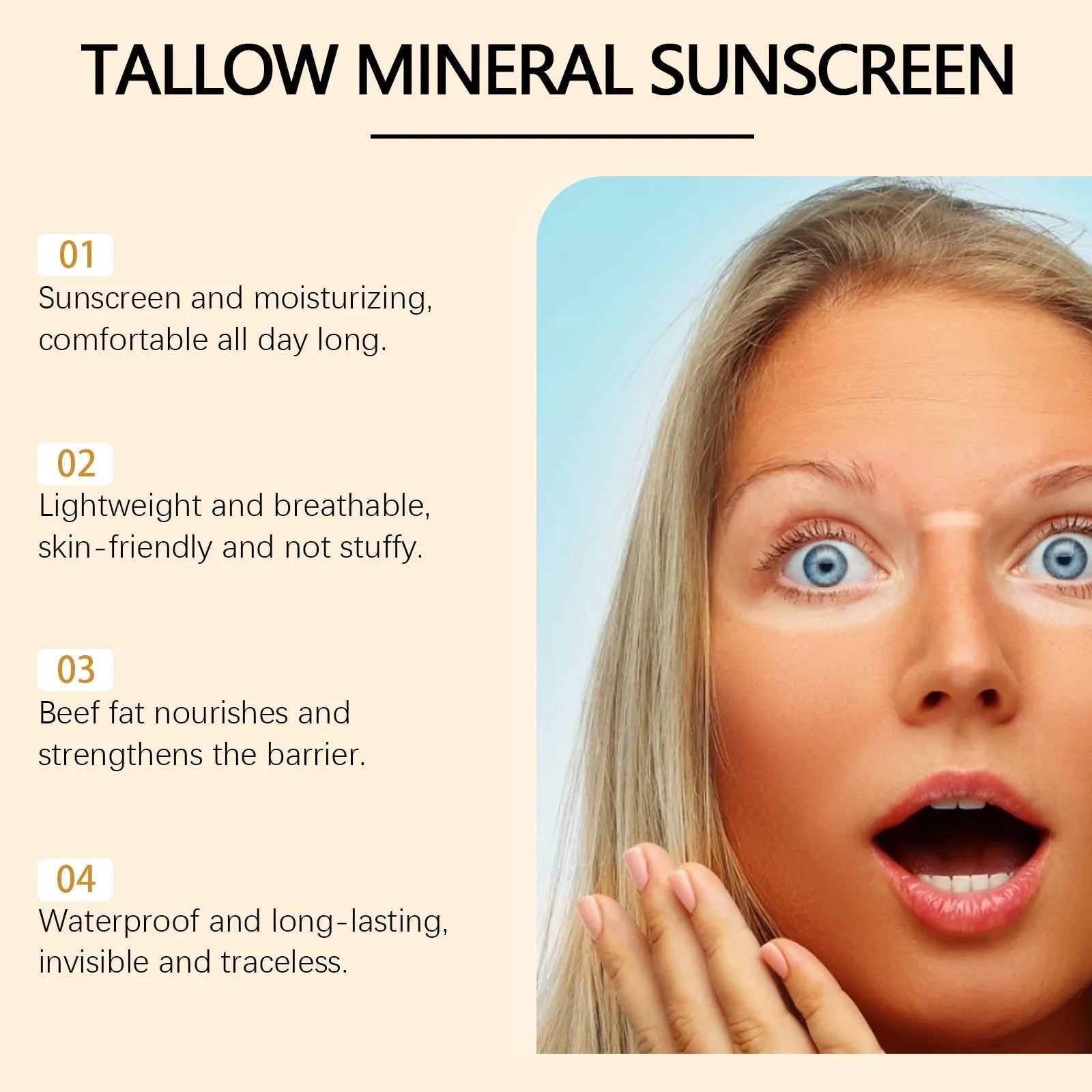 60g tube of cow fat moisturising sunscreen with titanium dioxide and zinc oxide mineral protection