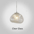 Modern glass fabric chandelier in amber, clear, or smoke grey, available in 200mm and 300mm sizes.