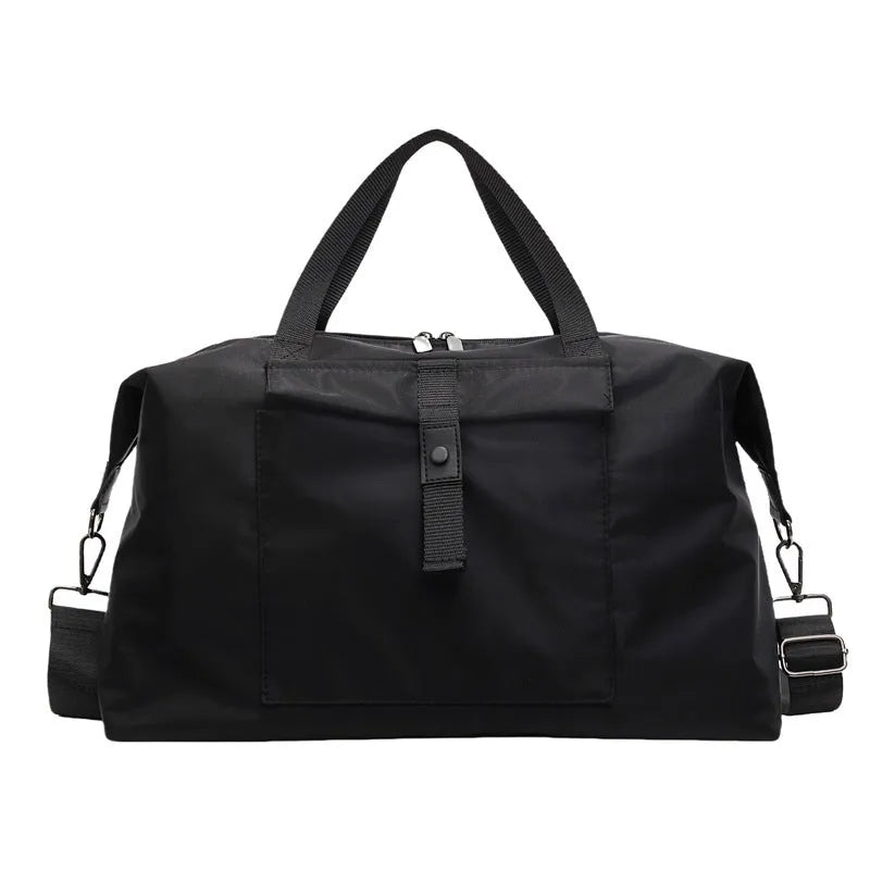 Large one-shoulder travel bag in Oxford cloth showing black, grey, and green colour options.