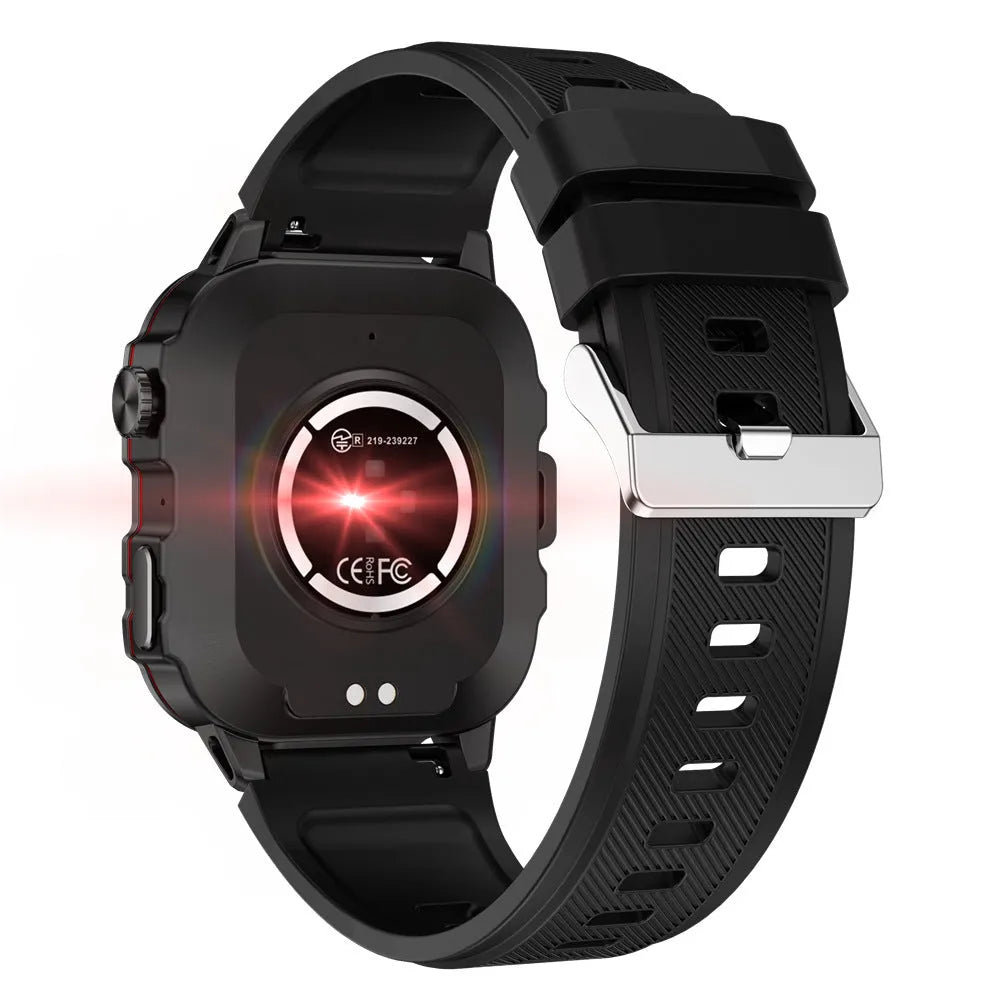 QX11 Smart Bluetooth Watch in black zinc alloy case with TFT screen, shown on a silicone strap.