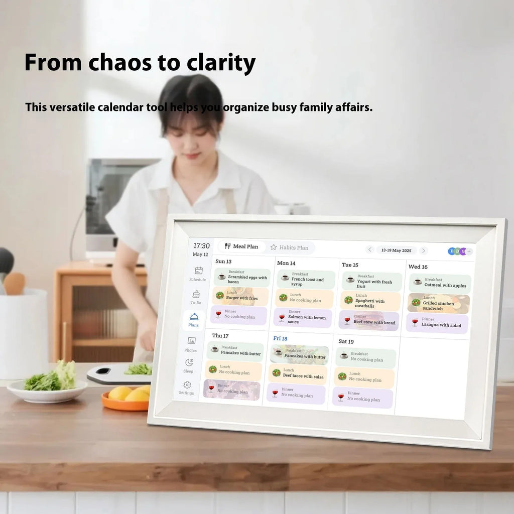 White 15.6 inch smart digital photo frame with app control and bracket