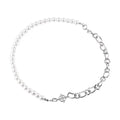 White acrylic geometric asymmetric clavicle chain necklace with twisted chain design