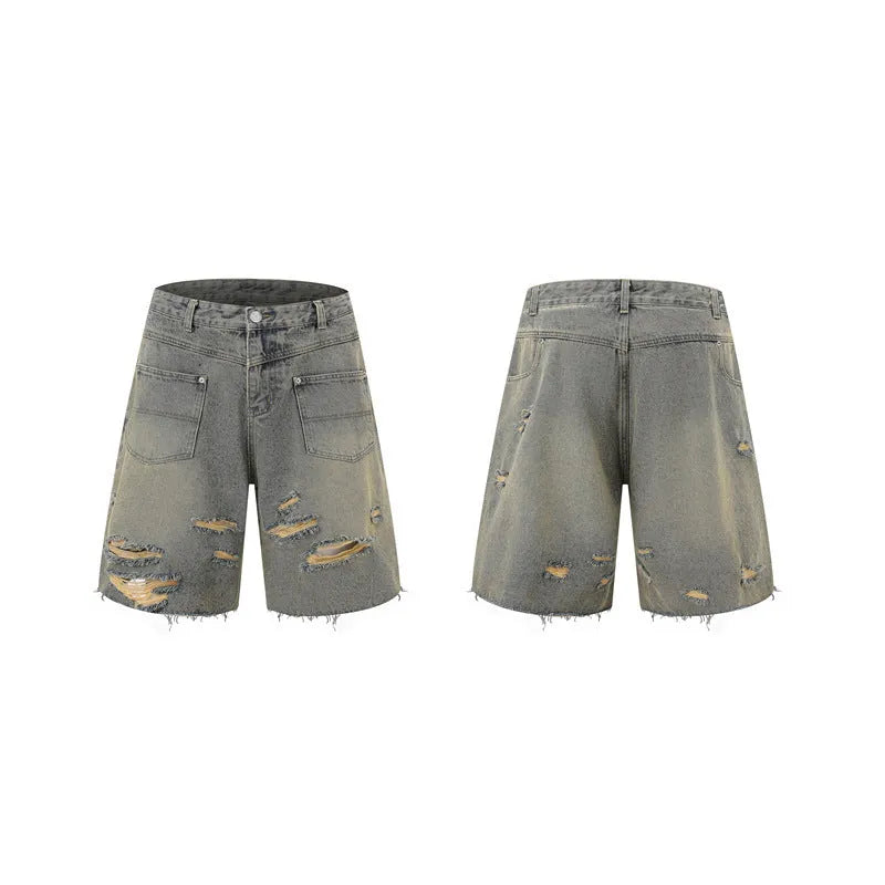 Denim overall suit with matching short sleeve top and trousers in streetwear style