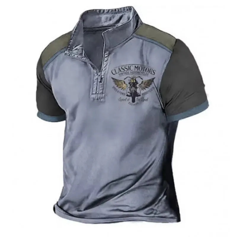 Golf 3D printed polo shirt in solid colour with digital printing, loose fit pullover style