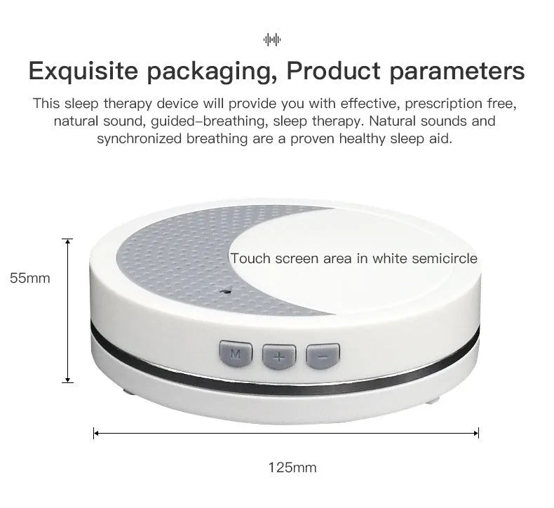 White plastic sleep aid device with USB port for anxiety and insomnia relief