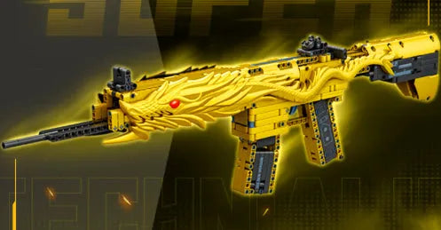 Children's educational gold sand eagle M416 rifle building blocks toy in colour box packaging