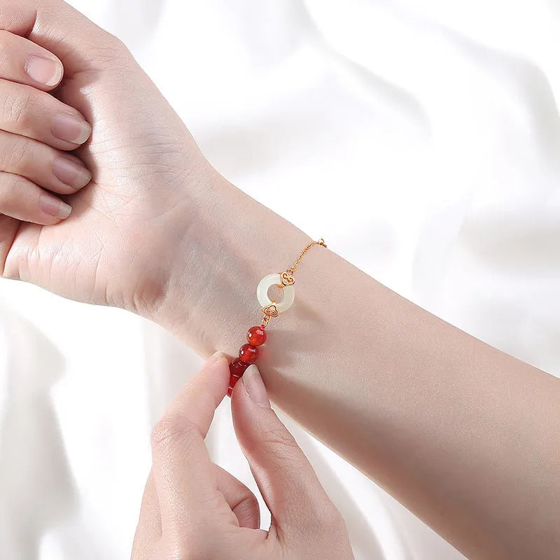 Peace buckle sterling silver 925 bracelet with Xiangyun and Fu character national style design