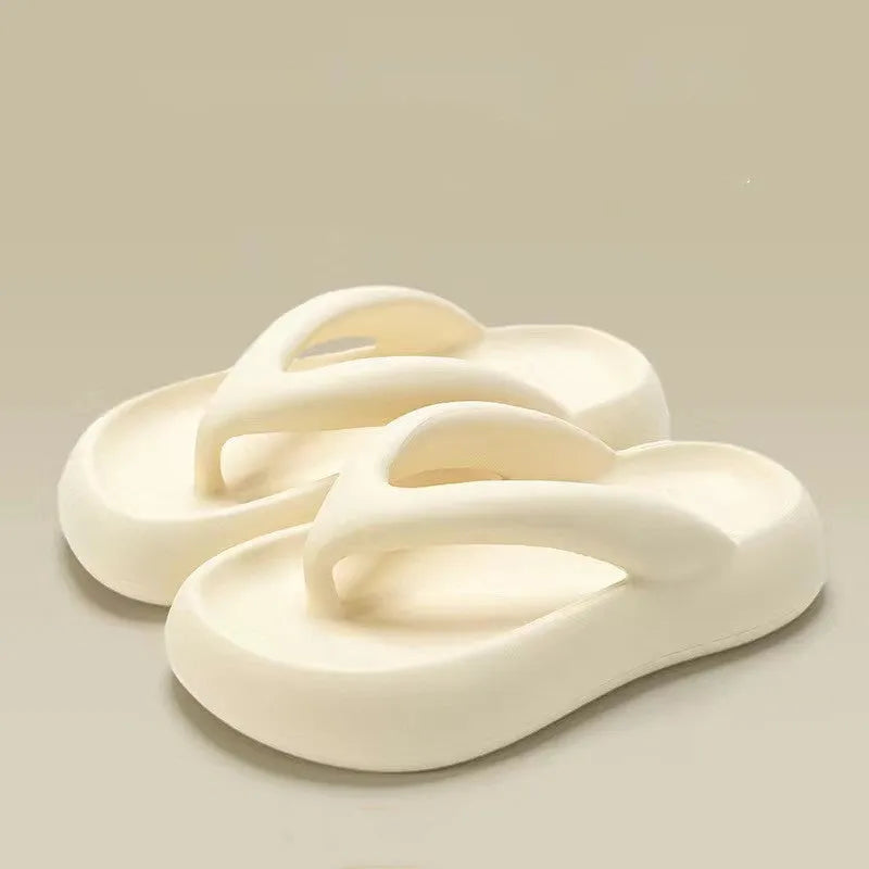 Solid colour thick-soled EVA flip-flops with decorative bow in available colours
