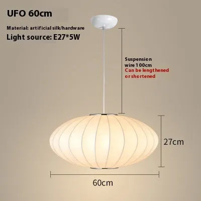 Fabric chandelier lantern lamp with iron frame, LED light source, available in multiple sizes from 30cm to 80cm