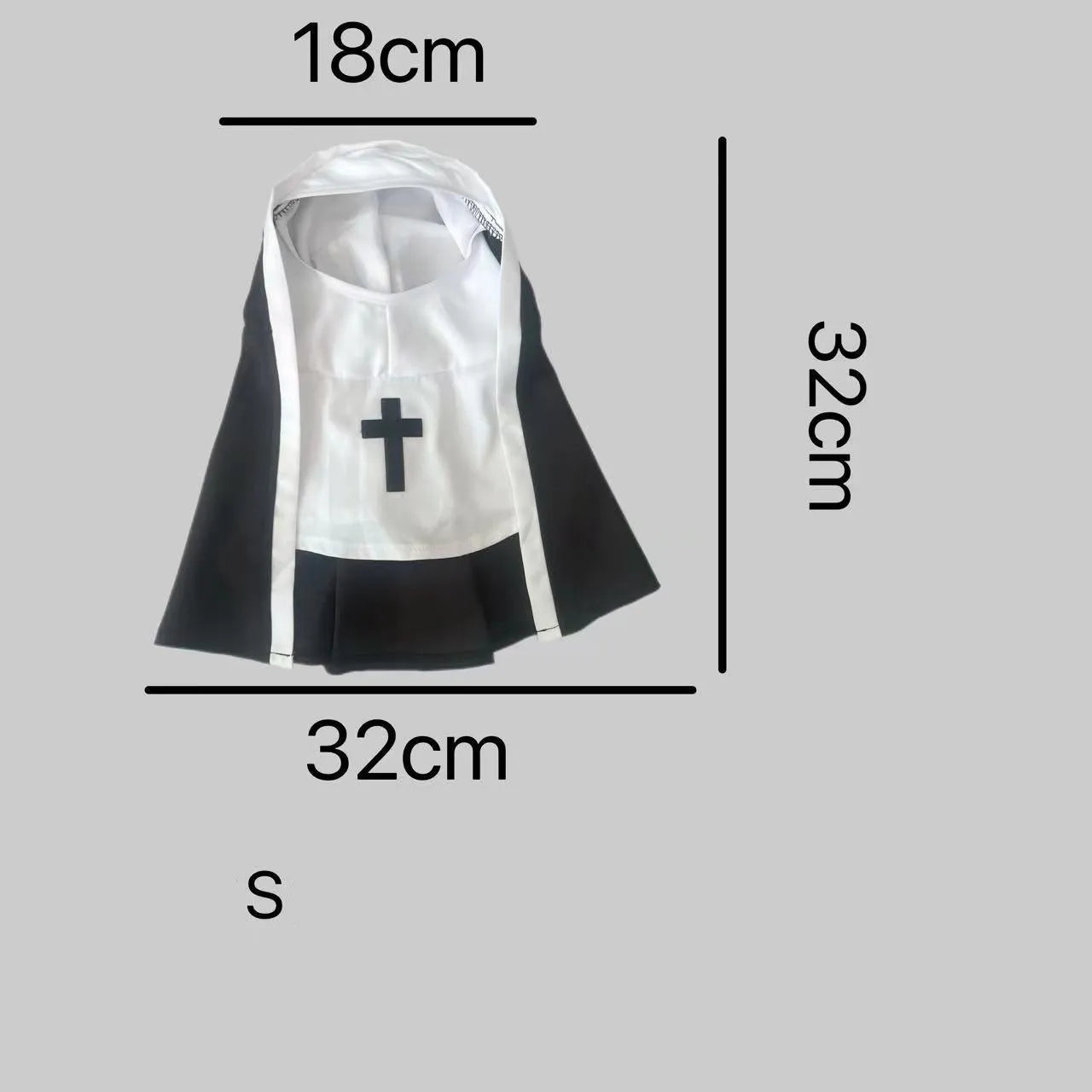 Black and white nun dog costume cloak for small medium dogs Halloween cosplay