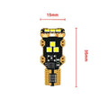 Single T15 format car reverse light bulb with white light and PVC housing.