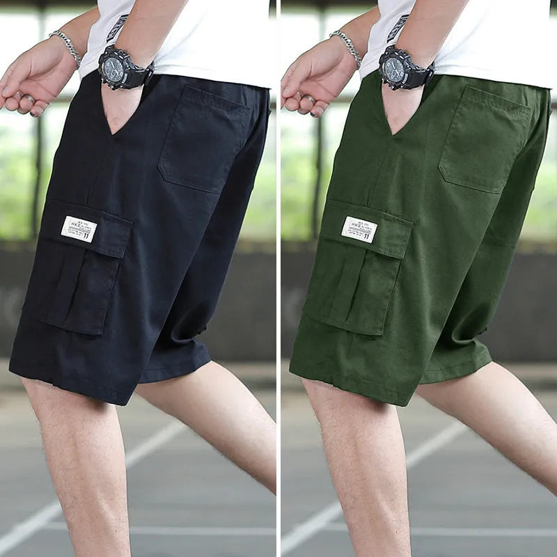 Men's loose-fit casual trousers in army green colour, showcasing Korean style and thin fabric.