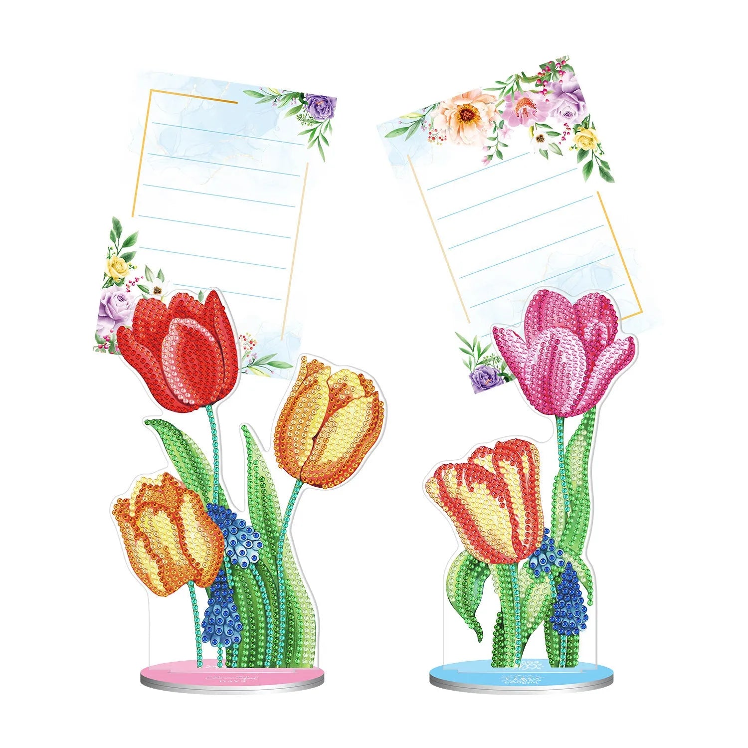 Handmade American-style diamond painting decorative note clip on a desktop.
