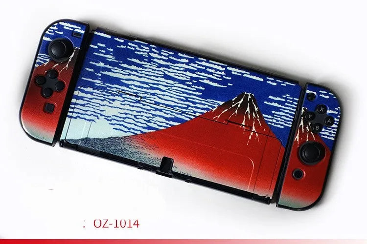 Nintendo Switch OLED hard protective case in decorative shell pattern with analogue caps