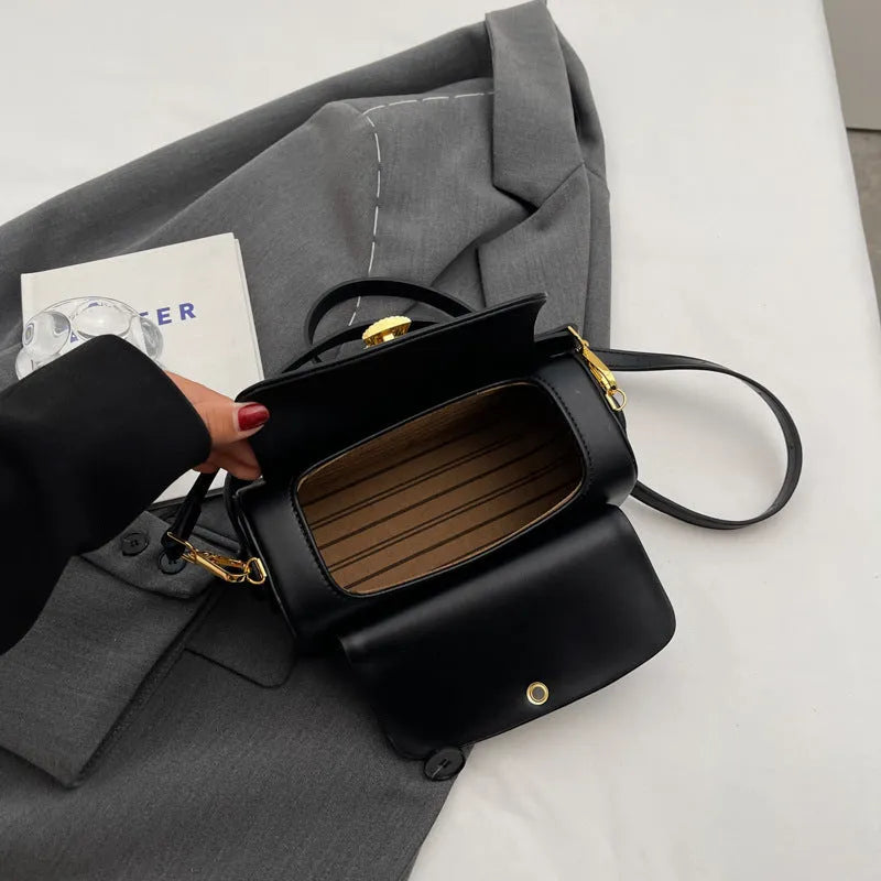 Personalised women's casual shoulder messenger bag in PU leather with an adjustable strap.
