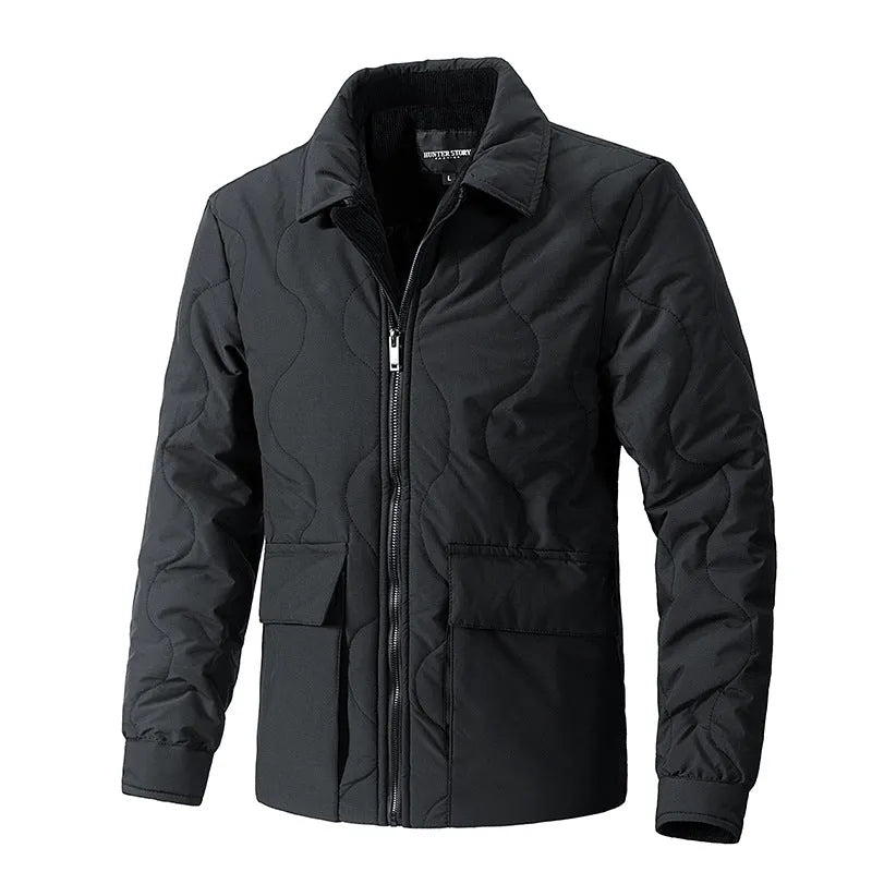 Men's casual solid colour jacket in chemical fibre blend, army green, front view