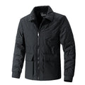 Men's casual solid colour jacket in chemical fibre blend, army green, front view
