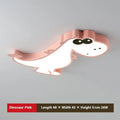 Green cartoon dinosaur ceiling light with aluminium body and PVC shade showing dimming feature