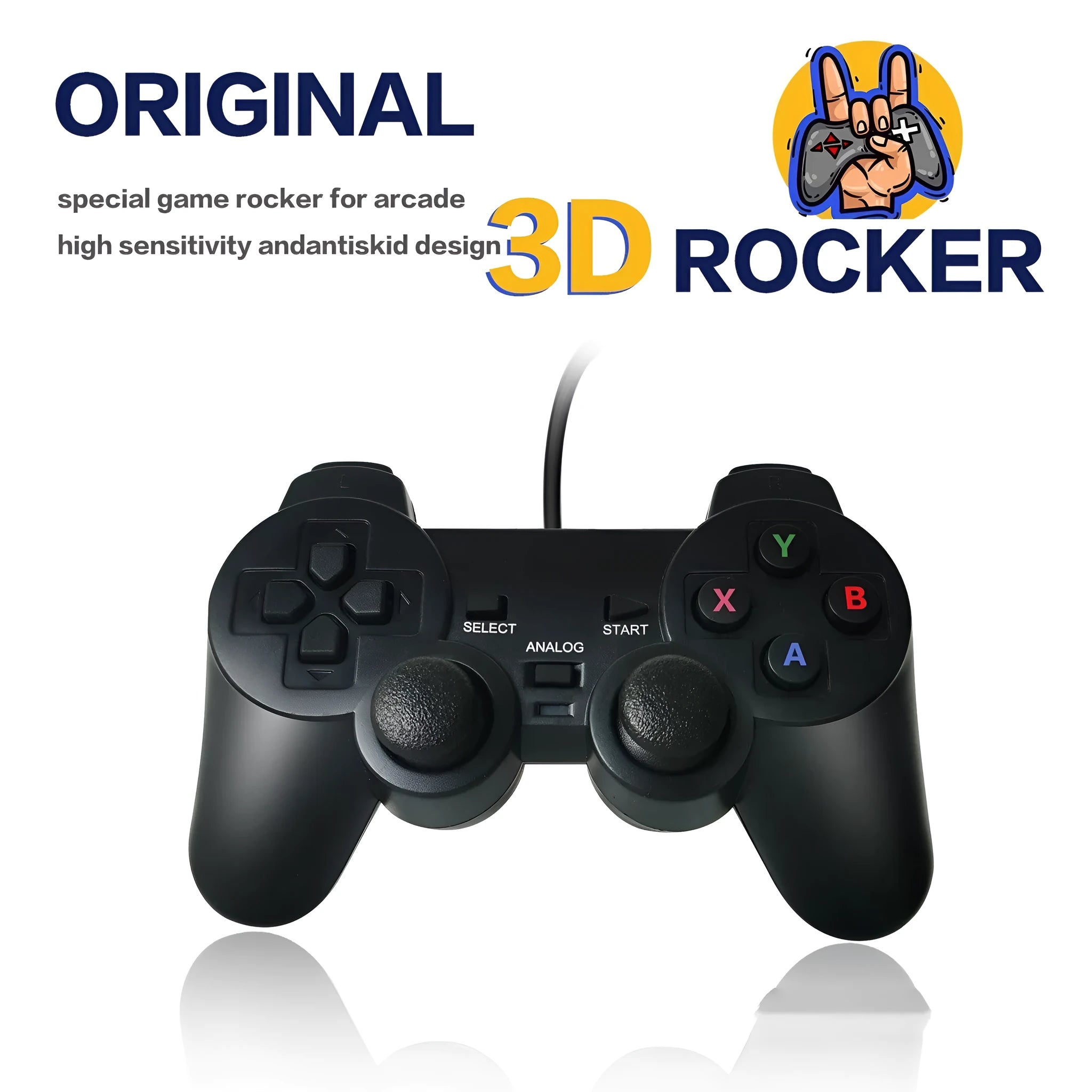 USB wired game controller for Super ConsoleX with SNES-style design and AC original wired handle option