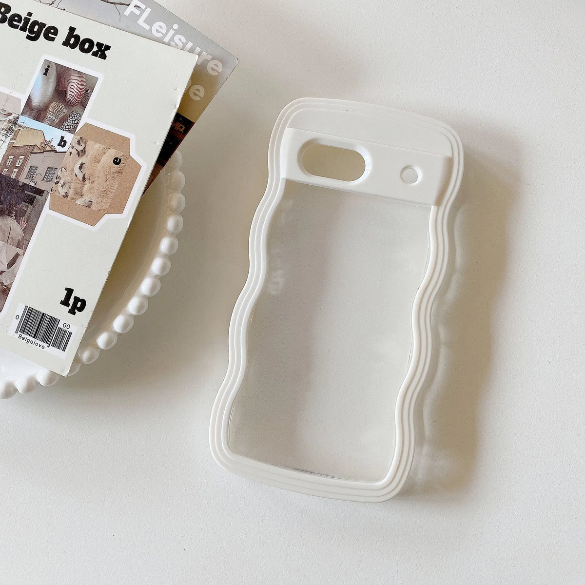 Two-in-one wave shell transparent phone case with coloured PC TPU hem for Google 10 Pro, 10, 9 Pro, 9, 7a, 8a and 9a