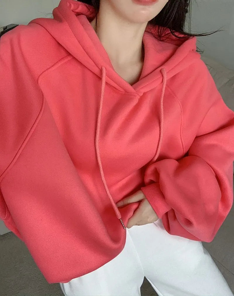 Watermelon red women's sleeveless hooded sweater made from loose-fitting Mulberry silk.