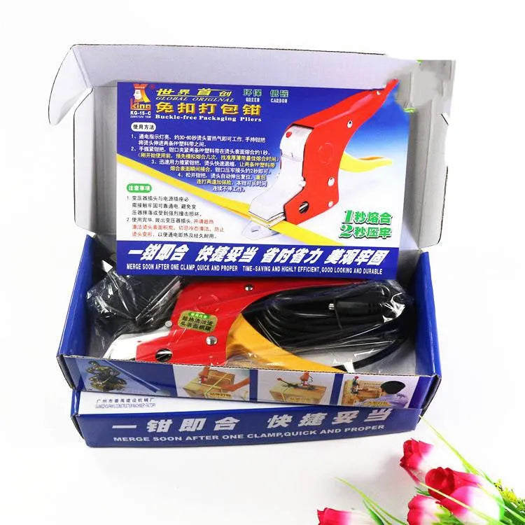 Portable metal electrofusion pliers for manual baler with US plug and buckle-free packing head
