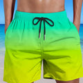 Men's grey gradient sport shorts made from mesh cloth, showing 3D digital printing design.