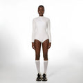 Women's white solid colour cotton blend one-piece swimsuit for summer