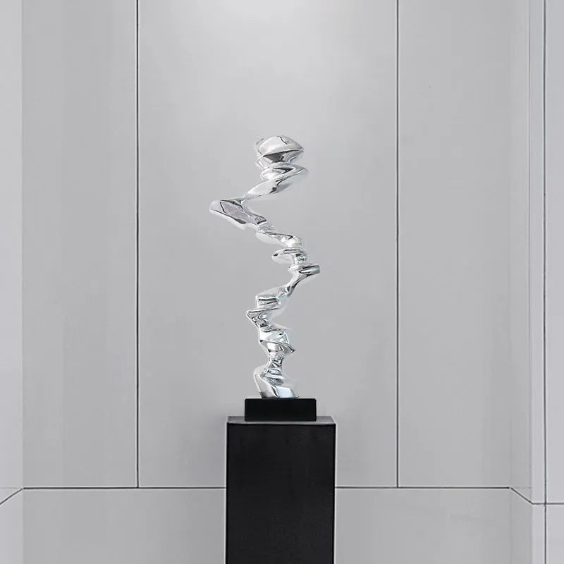 Abstract resin sculpture in bright gold, silver, or blue for modern home decor