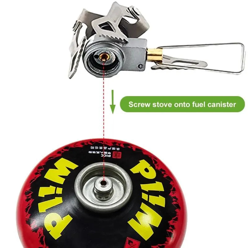 BRS-3000T ultralight titanium camping gas stove, 26g, folded size 37mm x 52mm, with green pouch