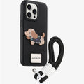Silicone anti drop phone case with lanyard and polka dot dog design for Apple iPhone