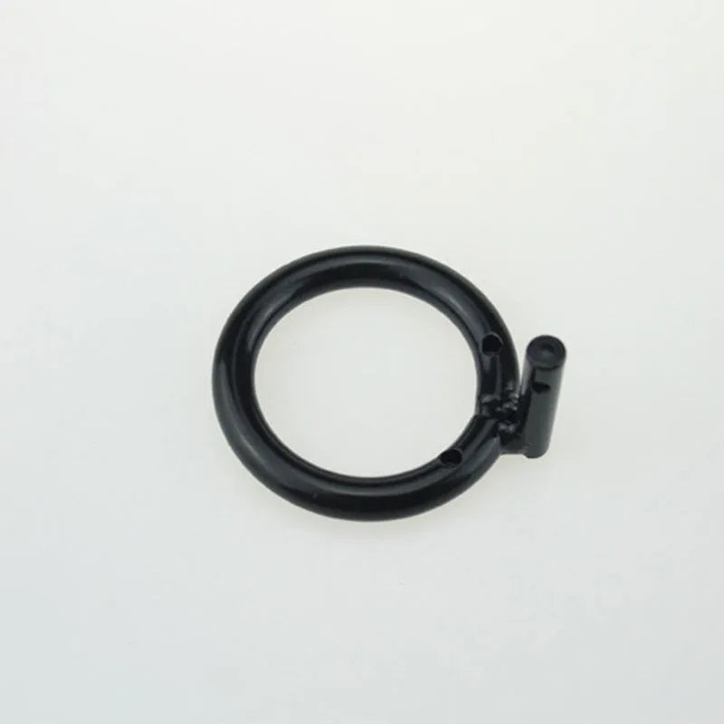 Men's black manganese steel chastity lock ring with 40mm 45mm 50mm internal diameter options for adult sexual restraint play