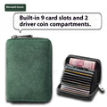 Men's anti-degaussing card holder in advanced gray with 11 card slots, PU suede finish