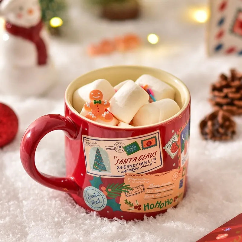 Ceramic mug with dim sum plate set, 400ml, 9x10cm, winter gift, home leisure use