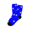 Custom printed mid-calf socks with personalised photo design in blue colour, medium thickness polyester fabric