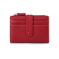 Women's small PU leather wallet in solid colour with zip closure and coin purse, front view
