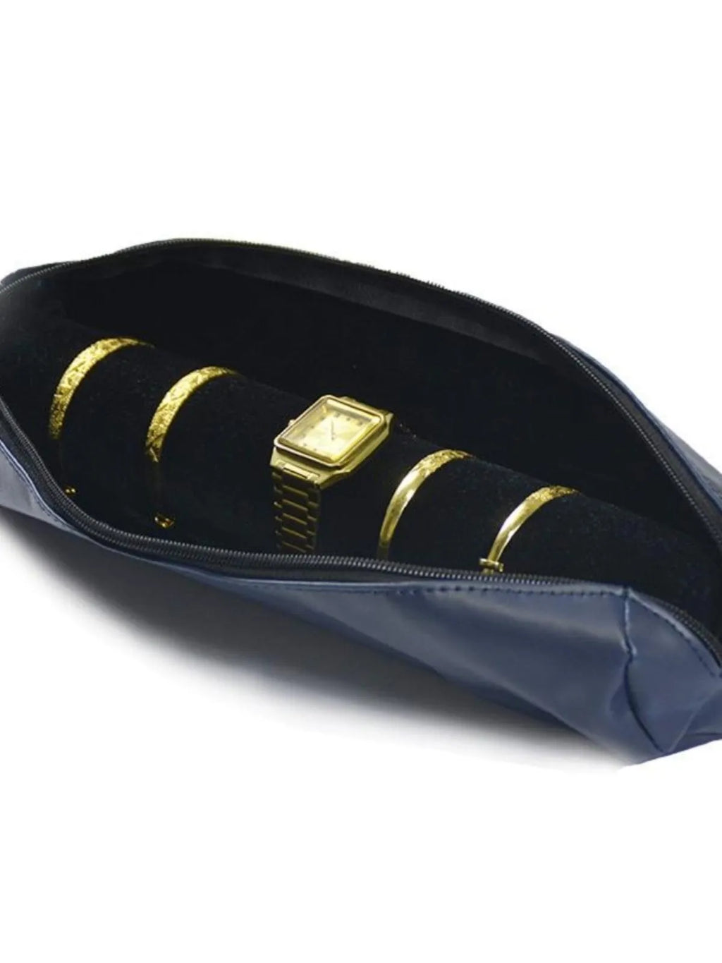 Polyester women's bracelet watch buggy bag in black velvet with black bracelet stick for dustproof storage