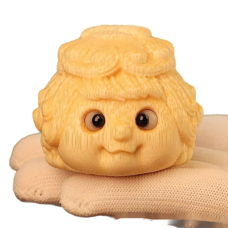 Golden toad princess bamboo carving ornament with cute style design for household display
