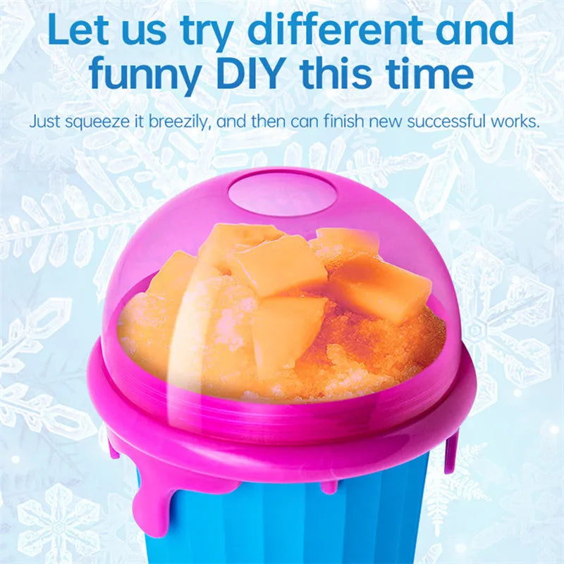 Blue 500ml slushy maker cup for homemade smoothies and quick-frozen drinks