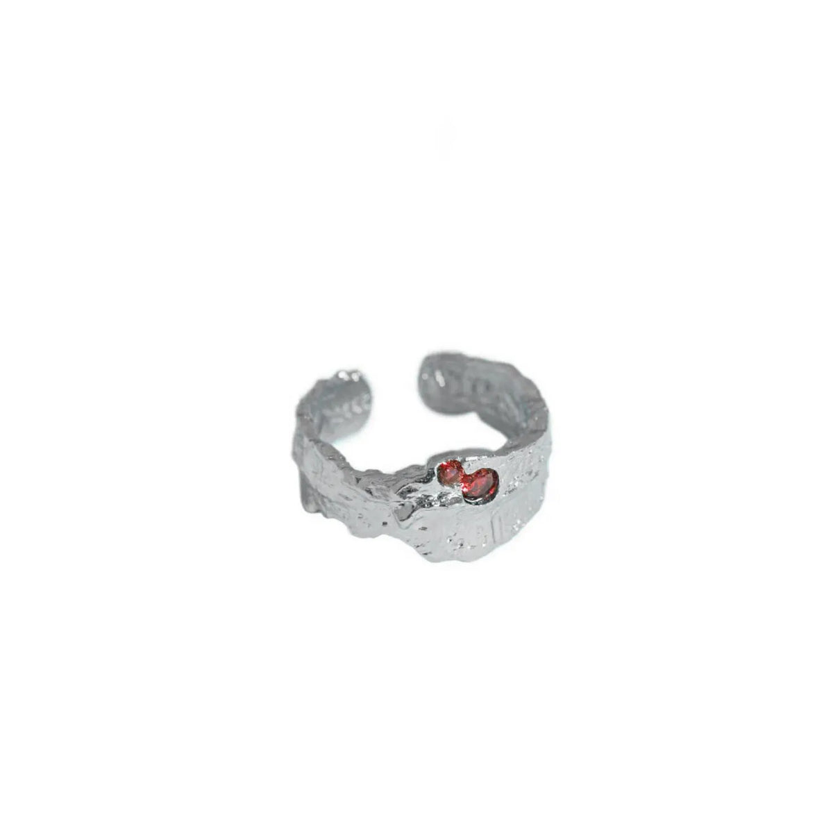 White gold colour open adjustable ring with zircon inlaid diamond style stone and copper band