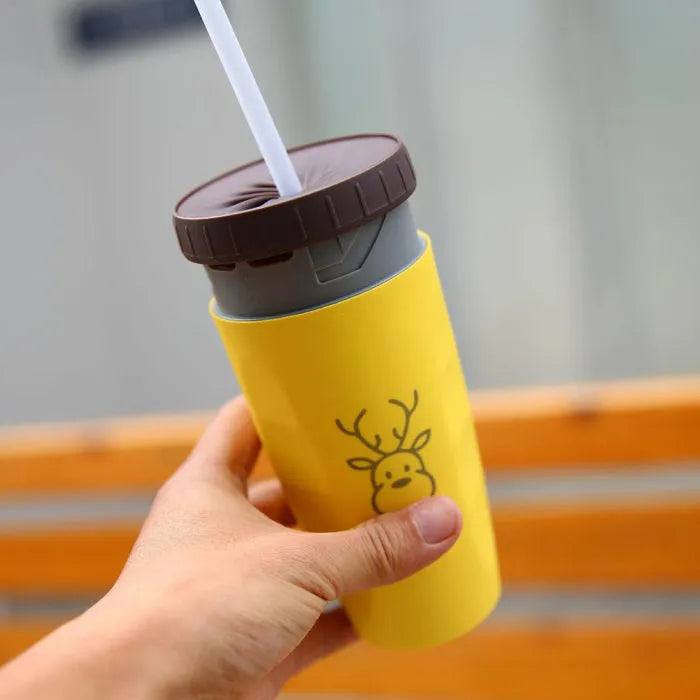 Twist cup travel tumbler with cartoon pattern and silicone seal membrane
