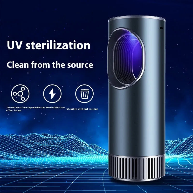 Black USB car air purifier for formaldehyde removal and ion generation on a car dashboard