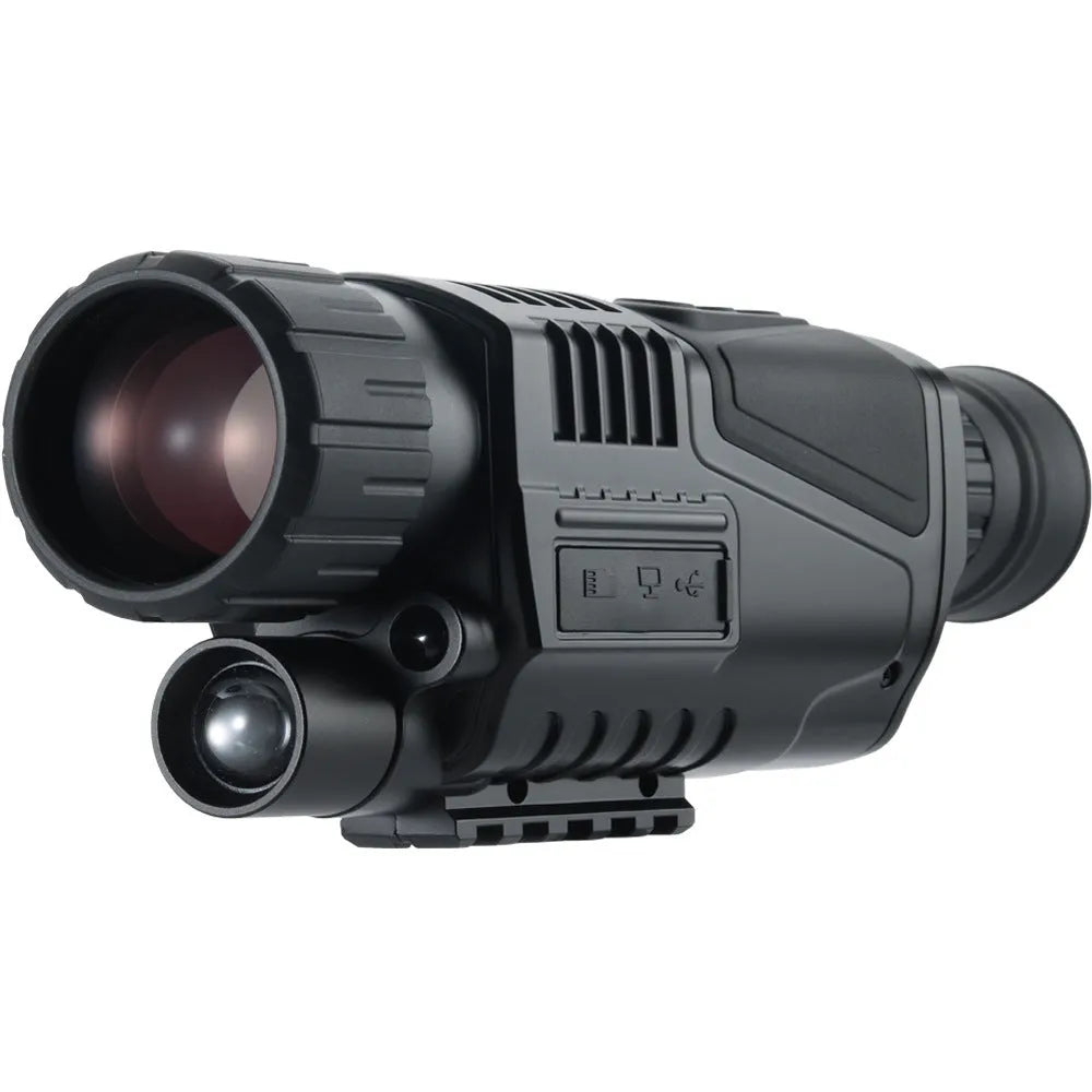 NV300 black infrared digital night vision telescope with 40mm lens, rubber coating, and storage bag.