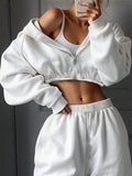 Long sleeve sports sweater suit two-piece set in polyester fabric with trousers