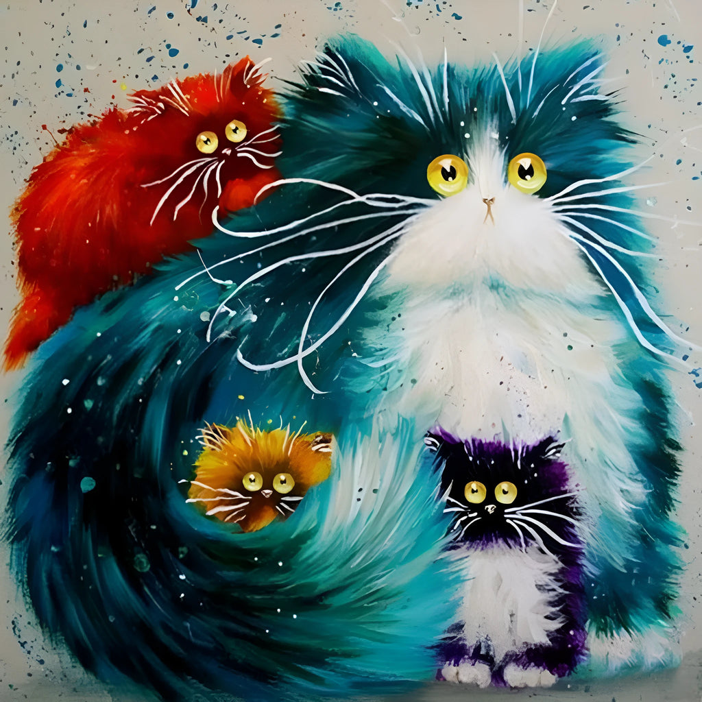 Scared or Surprised Cat paint by numbers kit with canvas, acrylic paints, and brushes