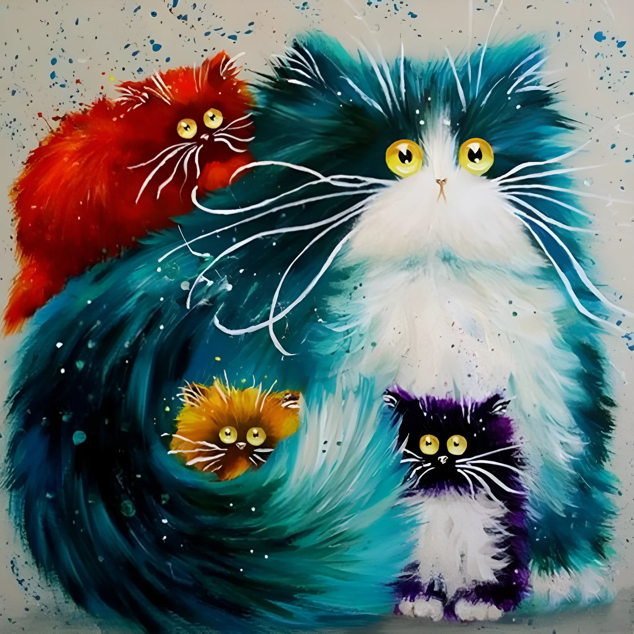 Scared or Surprised Cat paint by numbers kit with canvas, acrylic paints, and brushes